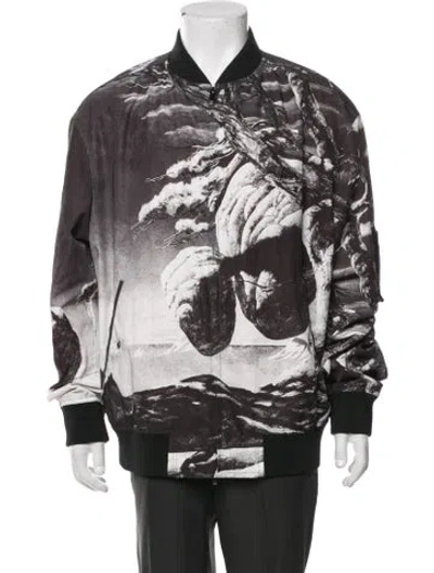 Pre-owned Valentino Graphic Print Bomber Jacket In Brown