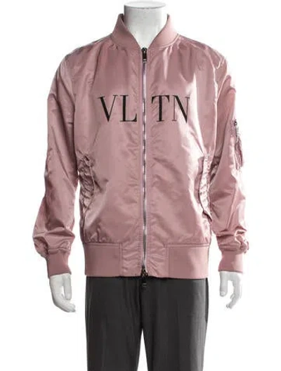 Pre-owned Valentino Graphic Print Bomber Jacket In Pink
