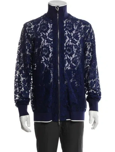 Pre-owned Valentino Graphic Print Bomber Jacket W/ Tags In Blue
