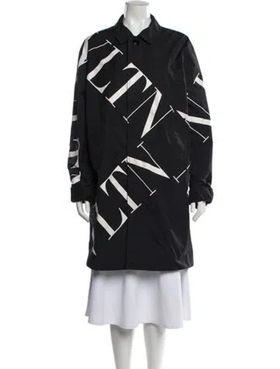 Pre-owned Valentino Graphic Print Coat In Black