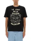 Valentino Garavani T-shirt With Le Chat De La Maison Print In Black