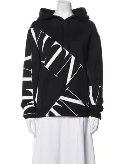 Pre-owned Valentino Graphic Print Crew Neck Hoodie In Black