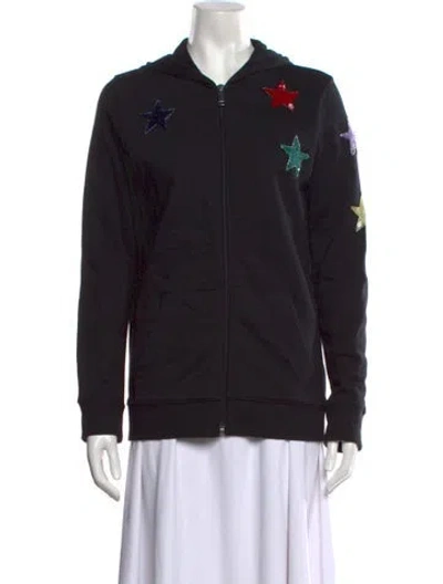 Pre-owned Valentino Graphic Print Crew Neck Hoodie In Black