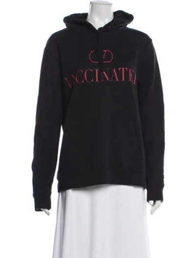 Pre-owned Valentino Graphic Print Crew Neck Hoodie In Black/pink