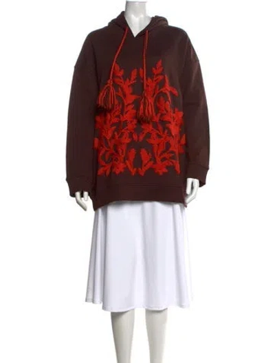 Pre-owned Valentino Graphic Print Crew Neck Hoodie In Brown