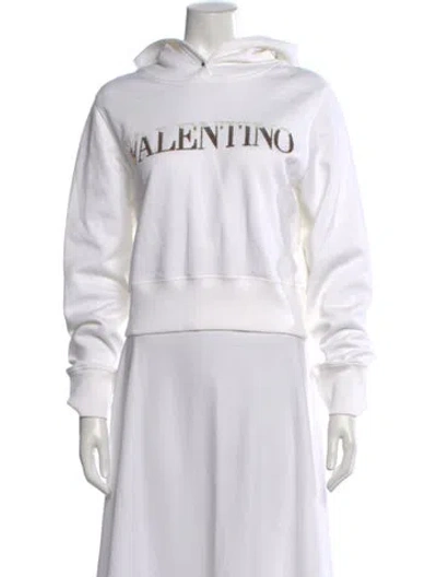 Pre-owned Valentino Graphic Print Crew Neck Hoodie In Metallic/white