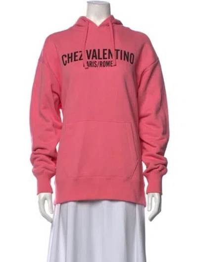 Pre-owned Valentino Graphic Print Crew Neck Hoodie W/ Tags In Pink