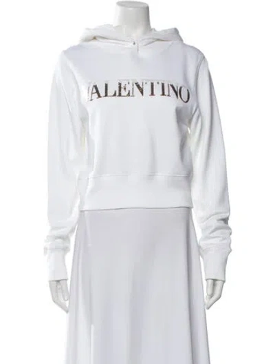 Pre-owned Valentino Graphic Print Crew Neck Hoodie W/ Tags In White