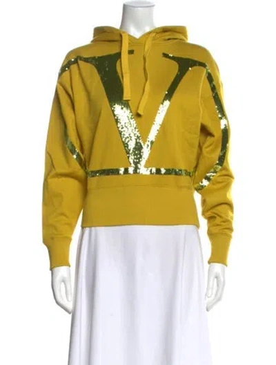 Pre-owned Valentino Graphic Print Crew Neck Hoodie W/ Tags In Yellow