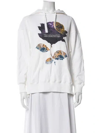 Pre-owned Valentino Graphic Print Crew Neck Hoodie In White