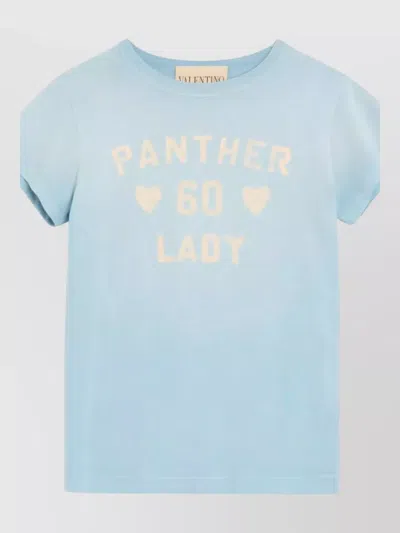 Valentino Graphic Print Crew Neck Short Sleeve T-shirt In Blue