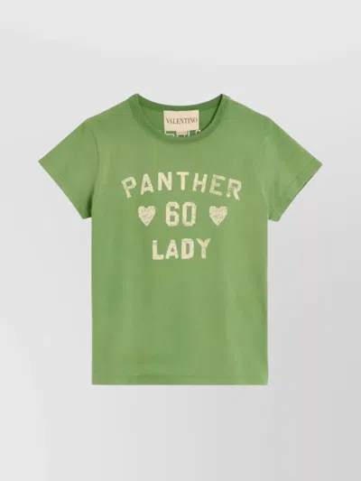 Valentino Graphic Print Crew Neck Short Sleeves T-shirt In Green