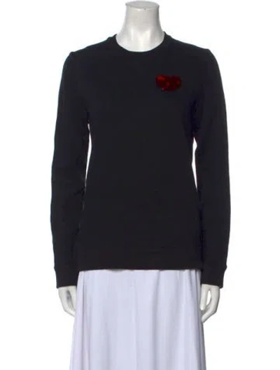 Pre-owned Valentino Graphic Print Crew Neck Sweater In Black