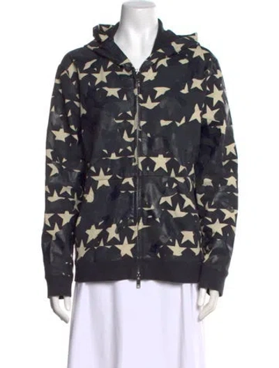 Pre-owned Valentino Graphic Print Crew Neck Sweater In Blue