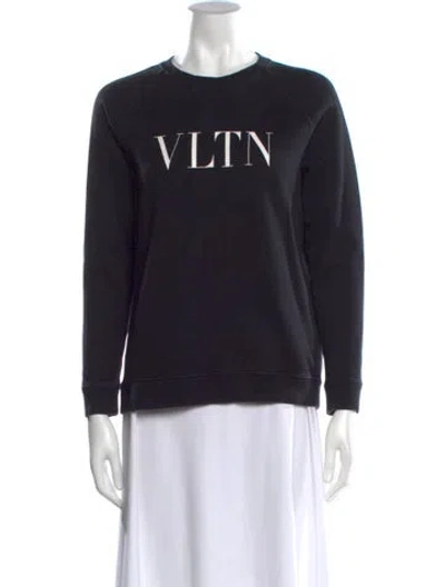 Pre-owned Valentino Graphic Print Crew Neck Sweatshirt In Black