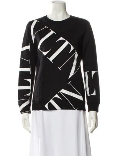 Pre-owned Valentino Graphic Print Crew Neck Sweatshirt In Black