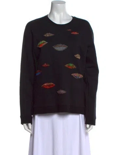 Pre-owned Valentino Graphic Print Crew Neck Sweatshirt In Black