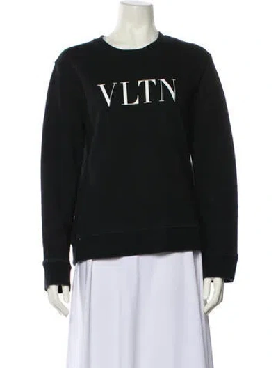 Pre-owned Valentino Graphic Print Crew Neck Sweatshirt In Black
