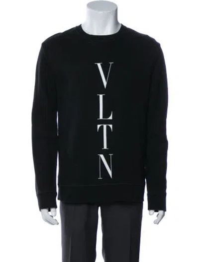 Pre-owned Valentino Graphic Print Crew Neck Sweatshirt In Black
