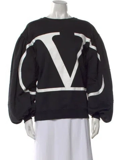Pre-owned Valentino Graphic Print Crew Neck Sweatshirt In Black
