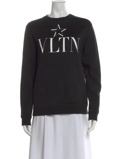 Pre-owned Valentino Graphic Print Crew Neck Sweatshirt In Black