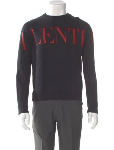 Pre-owned Valentino Graphic Print Crew Neck Sweatshirt In Black