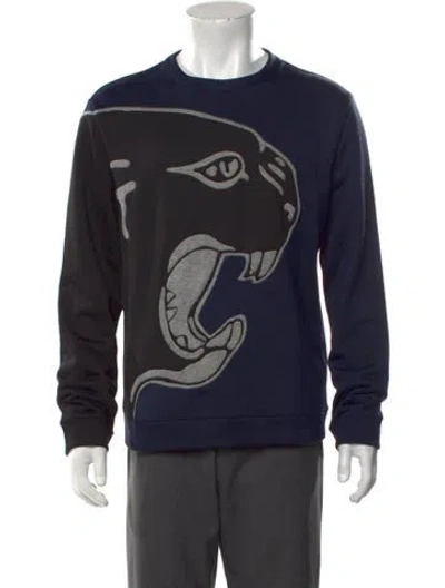 Pre-owned Valentino Graphic Print Crew Neck Sweatshirt In Black