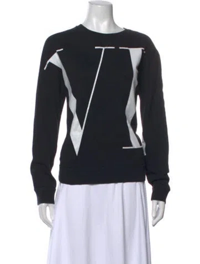 Pre-owned Valentino Graphic Print Crew Neck Sweatshirt In Black