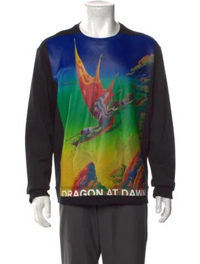 Pre-owned Valentino Graphic Print Crew Neck Sweatshirt In Black