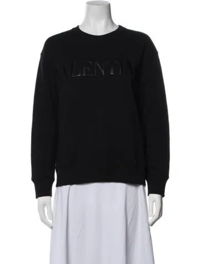 Pre-owned Valentino Graphic Print Crew Neck Sweatshirt In Black