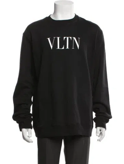 Pre-owned Valentino Graphic Print Crew Neck Sweatshirt In Black