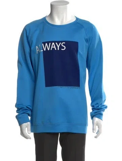 Pre-owned Valentino Graphic Print Crew Neck Sweatshirt In Blue
