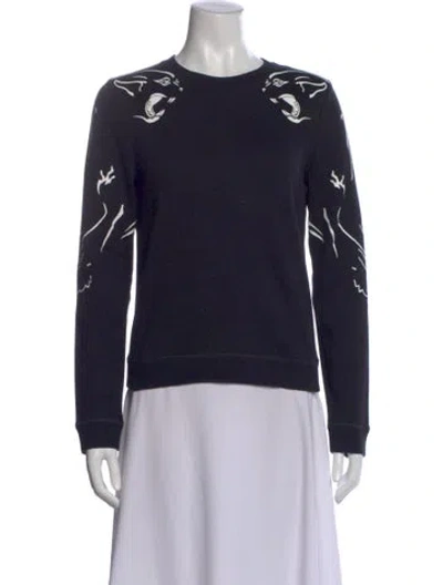 Pre-owned Valentino Graphic Print Crew Neck Sweatshirt In Blue