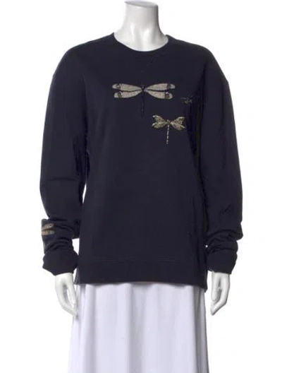 Pre-owned Valentino Graphic Print Crew Neck Sweatshirt In Blue