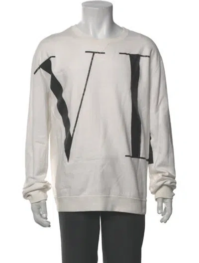 Pre-owned Valentino Graphic Print Crew Neck Sweatshirt In Gray
