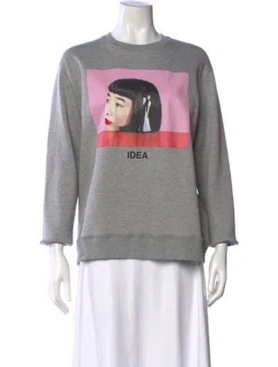Pre-owned Valentino Graphic Print Crew Neck Sweatshirt In Gray