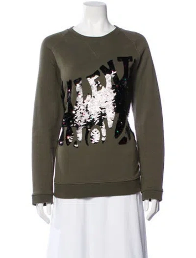 Pre-owned Valentino Graphic Print Crew Neck Sweatshirt In Green