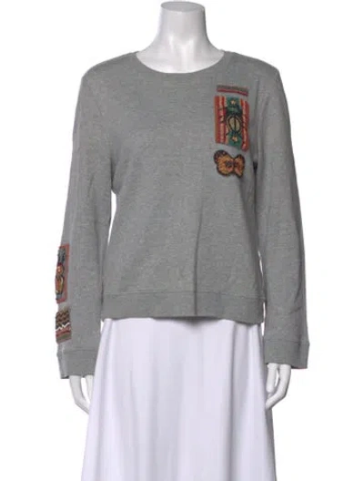 Pre-owned Valentino Graphic Print Crew Neck Sweatshirt In Grey