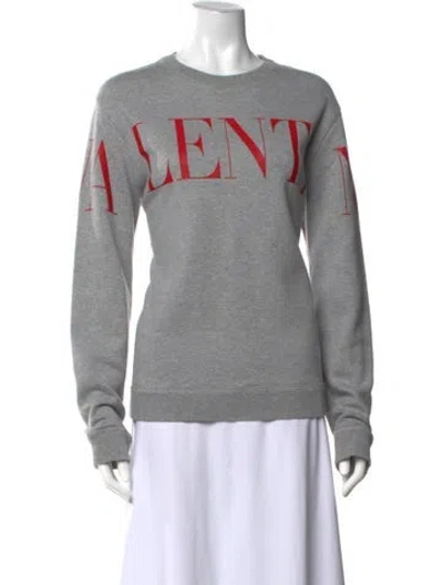Pre-owned Valentino Graphic Print Crew Neck Sweatshirt In Grey