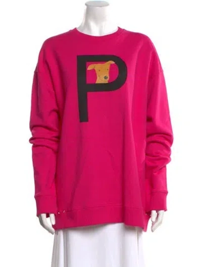 Pre-owned Valentino Graphic Print Crew Neck Sweatshirt In Pink