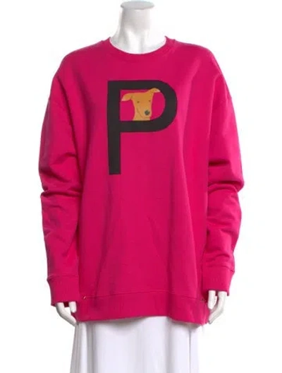 Pre-owned Valentino Graphic Print Crew Neck Sweatshirt In Pink
