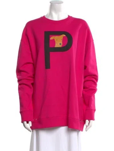 Pre-owned Valentino Graphic Print Crew Neck Sweatshirt In Pink