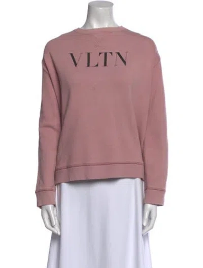 Pre-owned Valentino Graphic Print Crew Neck Sweatshirt In Pink