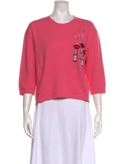 Pre-owned Valentino Graphic Print Crew Neck Sweatshirt In Pink