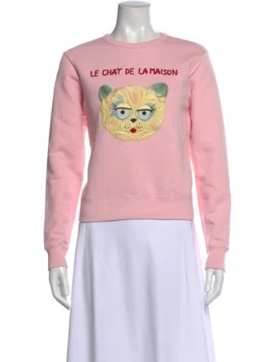 Pre-owned Valentino Graphic Print Crew Neck Sweatshirt In Pink