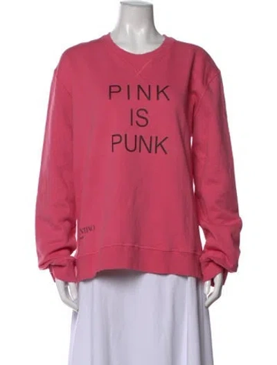 Pre-owned Valentino Graphic Print Crew Neck Sweatshirt In Pink