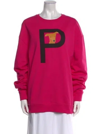 Pre-owned Valentino Graphic Print Crew Neck Sweatshirt W/ Tags In Pink