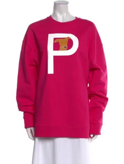 Pre-owned Valentino Graphic Print Crew Neck Sweatshirt W/ Tags In Pink