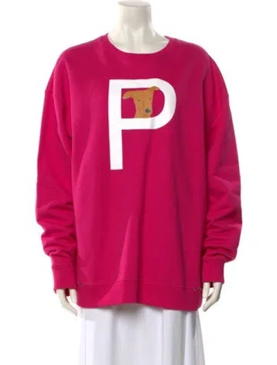 Pre-owned Valentino Graphic Print Crew Neck Sweatshirt W/ Tags In Pink