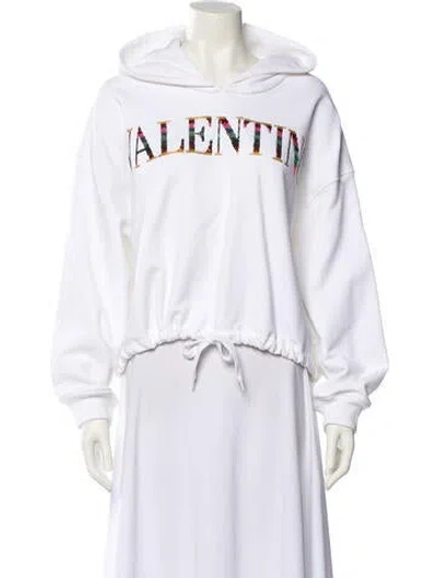 Pre-owned Valentino Graphic Print Crew Neck Sweatshirt In White